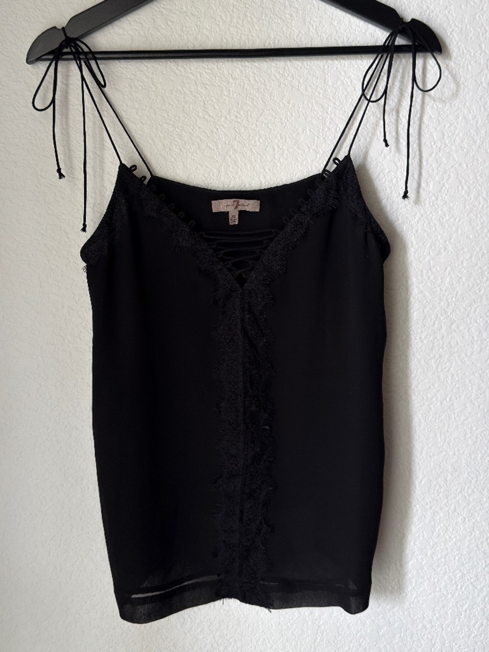 7 For All Mankind Lace Tie Shoulder Tank